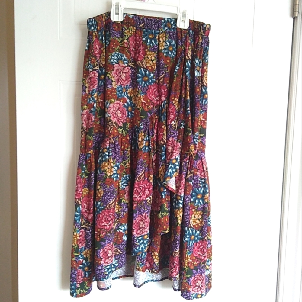 Zara Girls Long Ruffle Floral Skirt Size 11/12